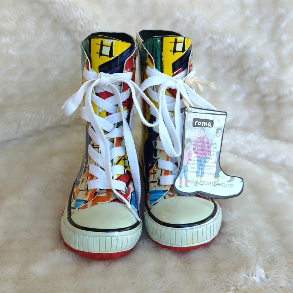 ROMA | Unisex Ilona Kids Art 1 Rainboots, Size 7, Multicolor